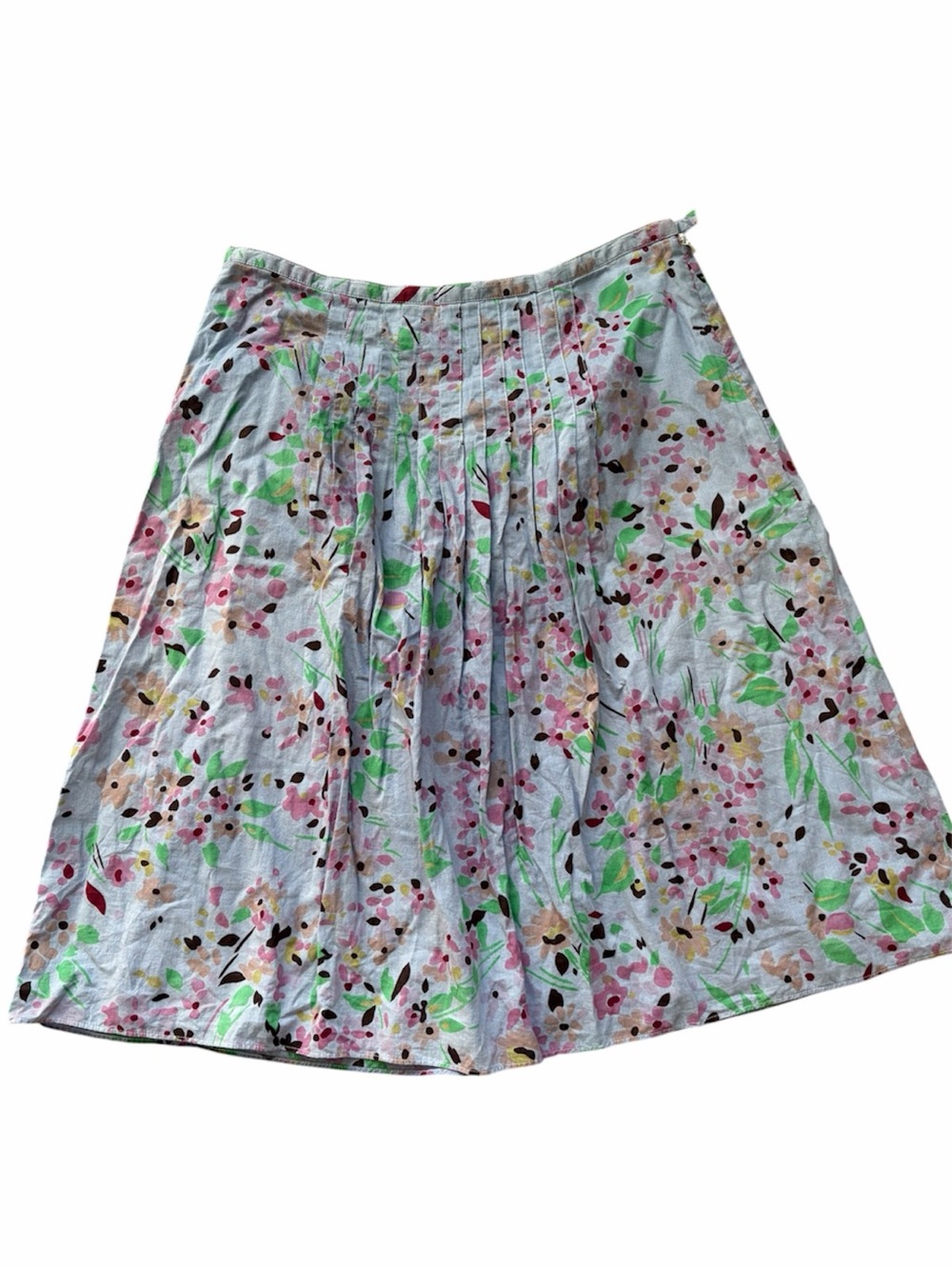 Talbots Vintage Floral Pleated Midi Skirt 90s Cotton A-Line Garden Cottagecore